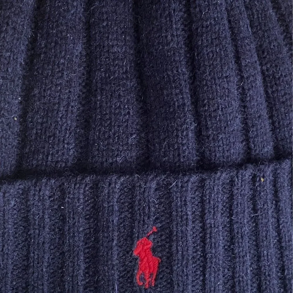 Polo Ralph Lauren Mens Signature Wool Cuffed Beanie Blue Red One Size (b) New